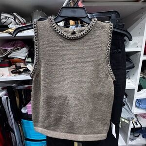 Chain-Embellished Sleeveless Top